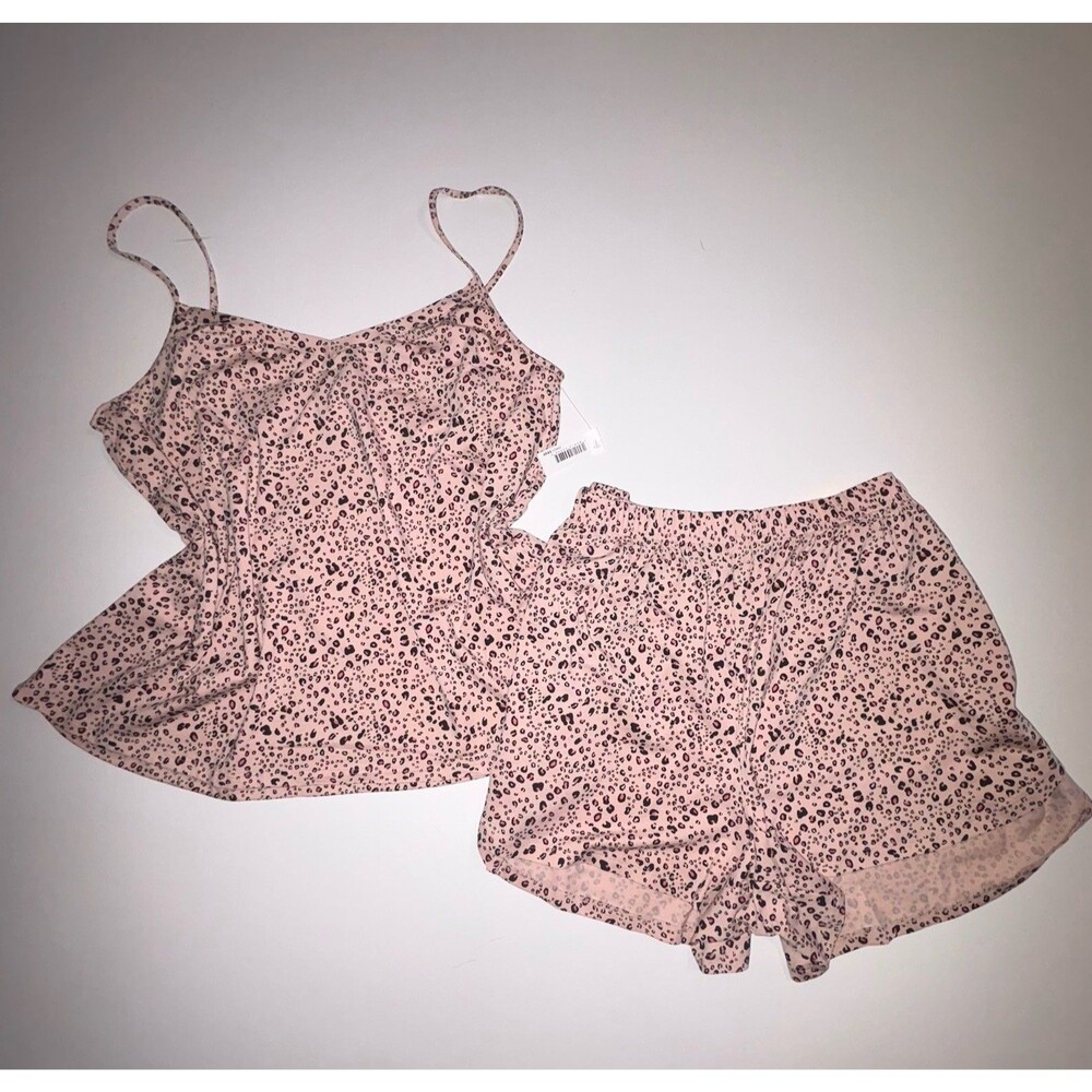 Amazon Essentials Cami & Shorts Pajama Set Size Large Animal Cheetah Print NWT